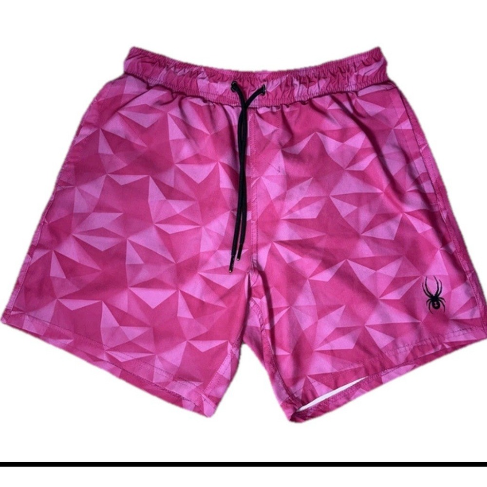 Spyder Mens Pink Geometric Prism Swim Trunks Board Shorts Size Small 6.5 Inseam